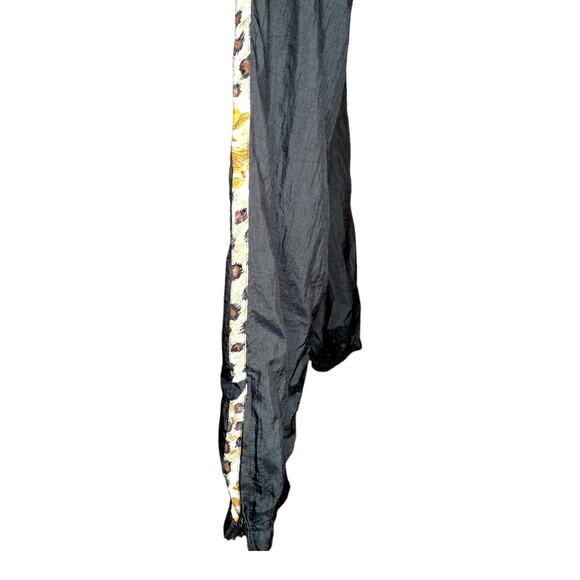 Vintage Black Parachute Pants size Small WindBreaker High Waisted Cheetah Print - Picture 4 of 7